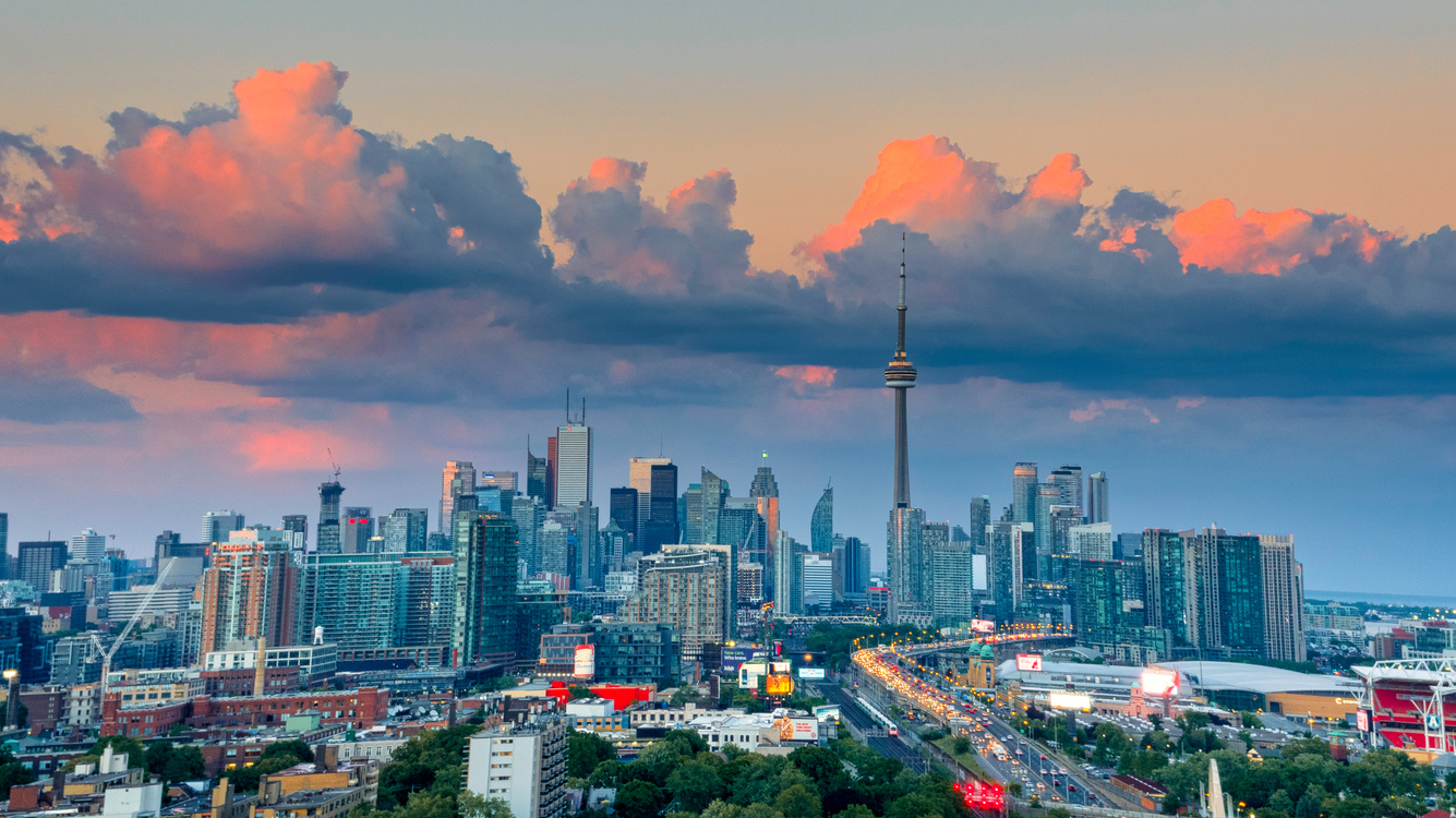 Aerial view of Toronto city from above